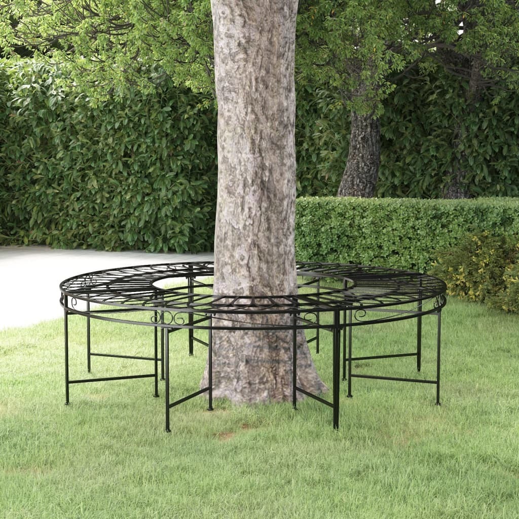 The Living Store Baumbank Rund Ø160 cm Schwarz Stahl