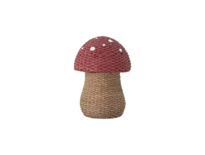 Panier en herbier marin rouge, avec couvercle, forme champignon -