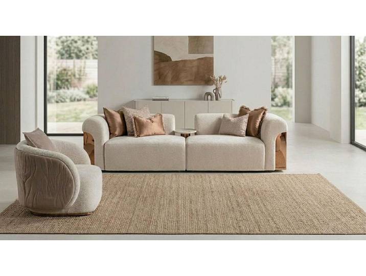JVmoebel Polstergarnitur Luxuriöses beiges Wohnzimmer-Set 3-Sitzer-Sofa & Tisch Sessel, (2-tlg), Made in Europa