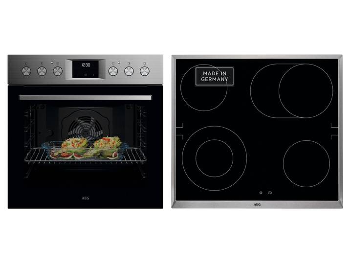 AEG Elektro-Herd-Set OO11HSM , Energieeffizienz: A+, schwarz (edelstahl mit antifingerprint), Herdsets, Gleichmäßiges Garen auf 3 Ebenen - ideal für Mehrblech‑Backen, Elektro-Herd-Set