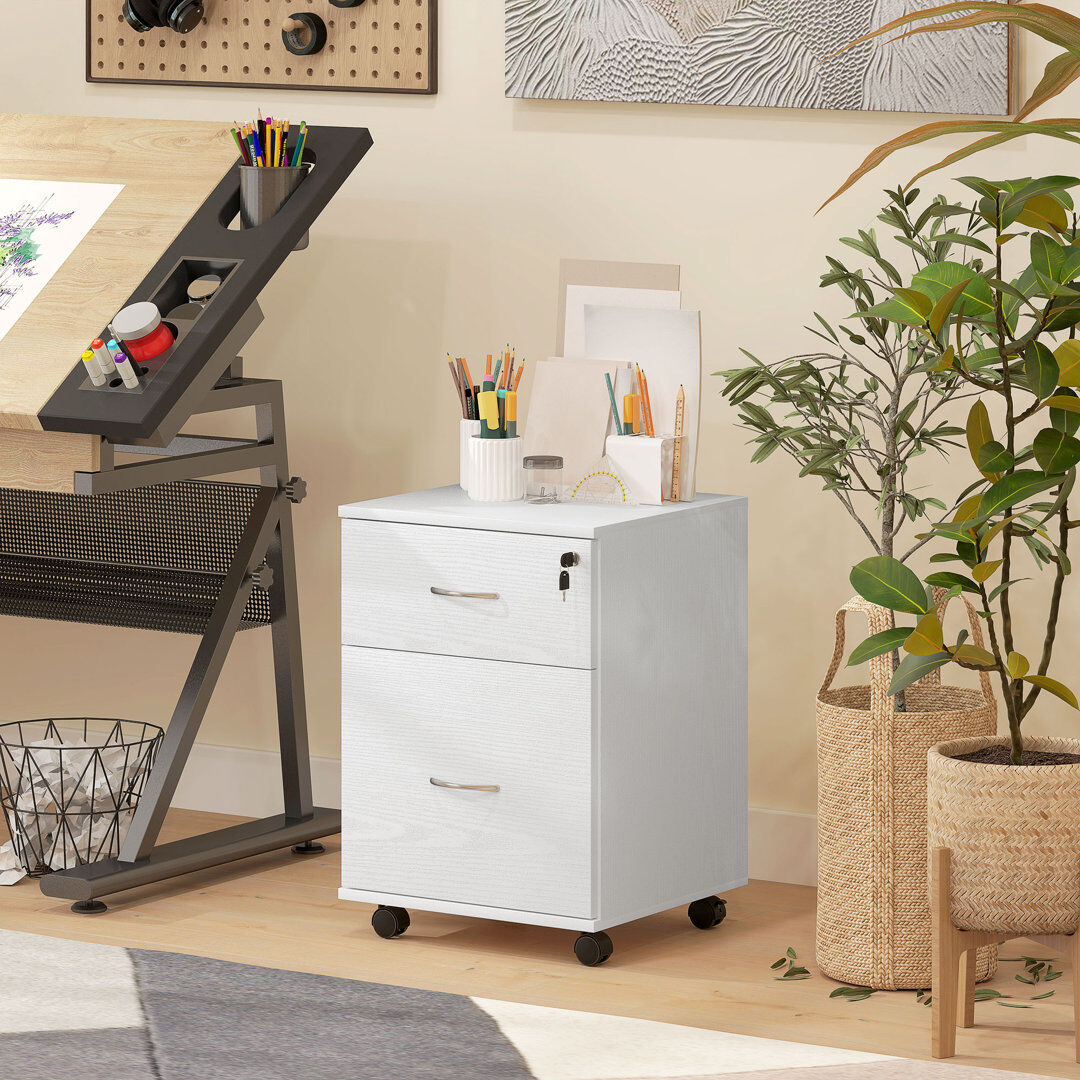 Lily Manor Erickson 41 cm W 2 -Drawer Filing Cabinet White 58cm H X 41cm W X 39cm D