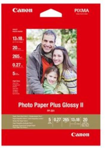 Canon PP-201 Papel fotográfico Glossy Plus II   13 x 18 cm 265 g 20 folhas