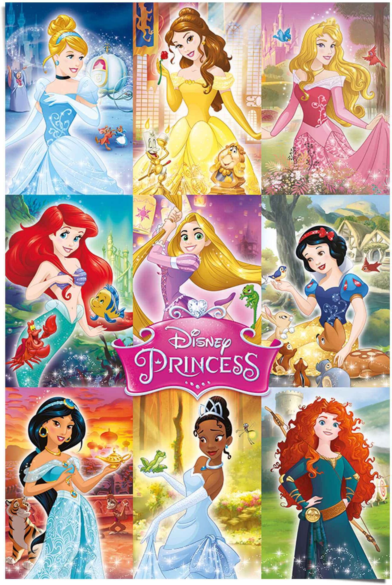Reinders! Poster REINDERS "Disney`s Prinzessinnen Kollage", bunt (farbe bild(er): mehrfarbig), B:61cm H:91,5cm, Papier, Bilder, Poster