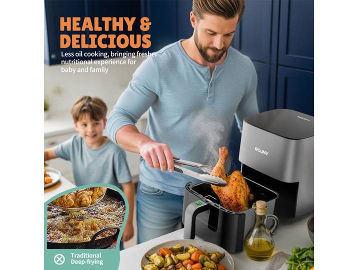 Friteuse à air chaud 1450W 5L, saine et idéale pour le sevrage des bébés et les repas en famille