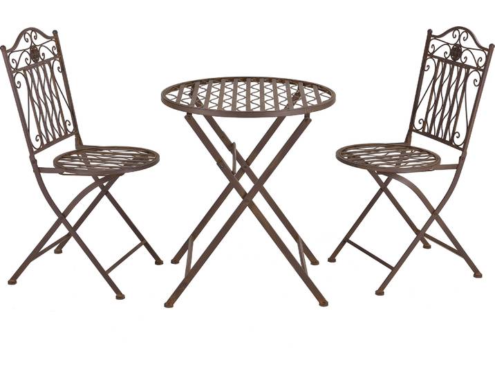 Bistroset 'Biella' 3-tlg. klappbar Metall Edelrost-Braun