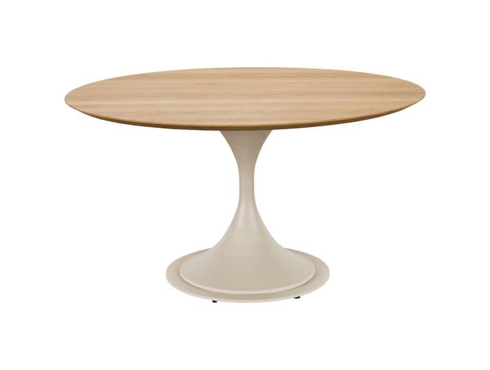 Valdera Esstisch, Perlmutt, Wildeiche, Holz, Metall, Wildeiche, massiv, rund, Säule, 120x75.5x120 cm, Esszimmer, Tische, Esstische, Esstische rund