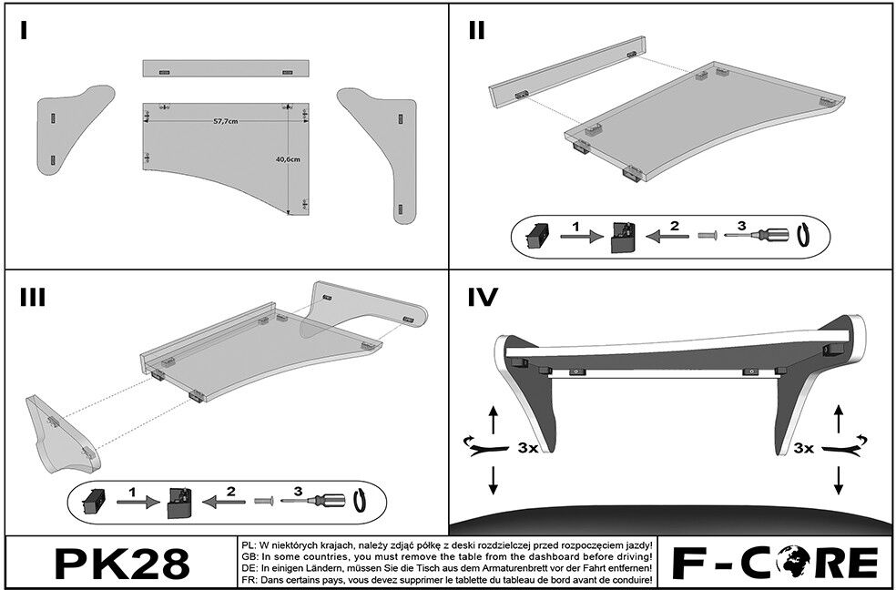 F-CORE PK28 GRAY Ablagetisch