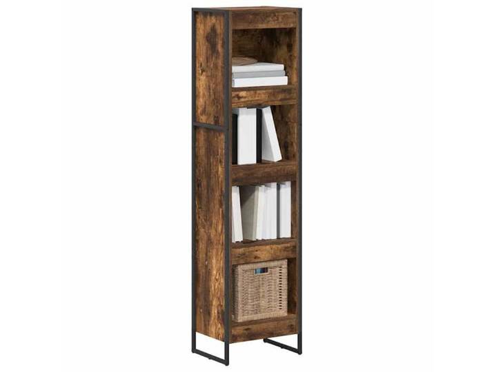 Cabinet DVD/CD - Armoire Livres/Bibliothèque - chêne fumé - 40x30x155cm - Bois d'ingénierie LH440839