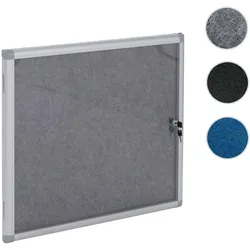 Schaukasten HWC-Q51, Memoboard Pinnwand mit Filzoberfläche, Aluminium abschließbar inkl. Zubehör 65x68x7cm ~ grau