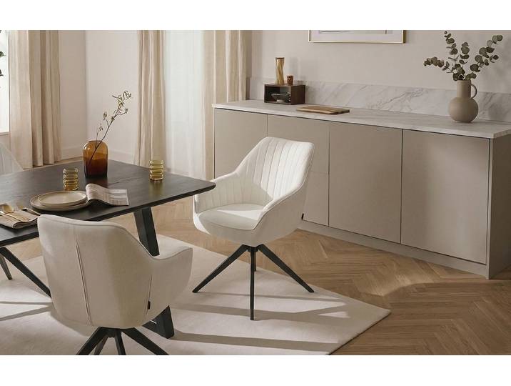 B&D home Polsterstuhl ARVIT, Esszimmer Stuhl, Drehstuhl, Armlehnstuhl mit Drehfunktion (1 St), mit Armlehnen, Taschenfederkern-Sitz, Metallgestell 360° drehbar