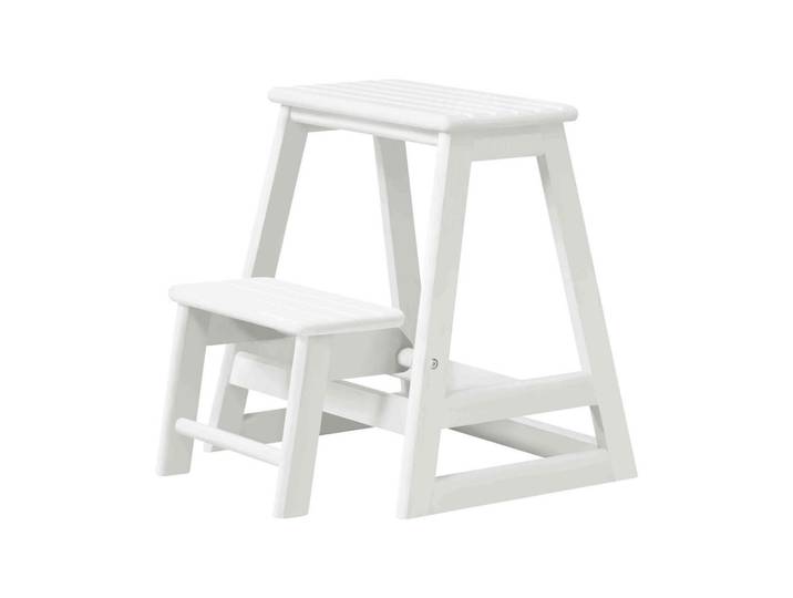 Gardenson Tritthocker, Weiss Hochglanz, Holz, Mahagoni, vollmassiv, 45.5x49x38.5 cm, Pflegen, Babytoilette, Baby-Tritthocker