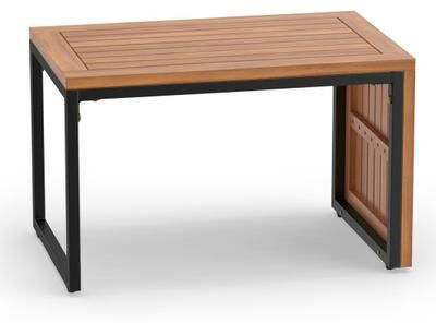 Costway 2-in-1 Convertible Patio Acacia Wood Side Table