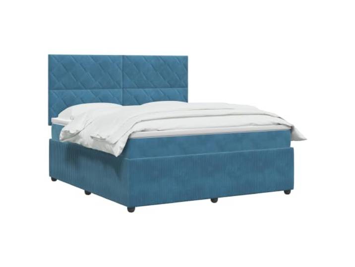 vidaXL Boxspringbett mit Matratze mit Kopfteil Blau 160 x 200 cm Samt