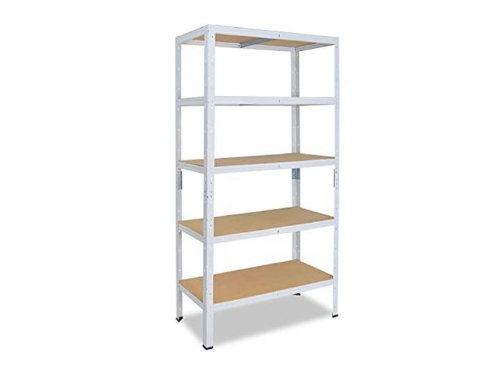 shelfplaza Home 200x100x30cm Schwerlastregal weiß mit 5 Böden x 175kg Kellerregal · Lagerregal · Metallregal · Regale für Kellerraum · Steckregal · Abstellraum Regal