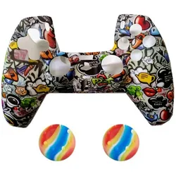 König Design 2 x Schutzhülle für Playstation 5 DualSense Controller Skin Silikon Schutz Motiv, Mehrfarbig