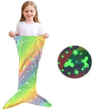 Uplift Essentials Glow in the Dark Mermaid Tail Snuggle Blanket green