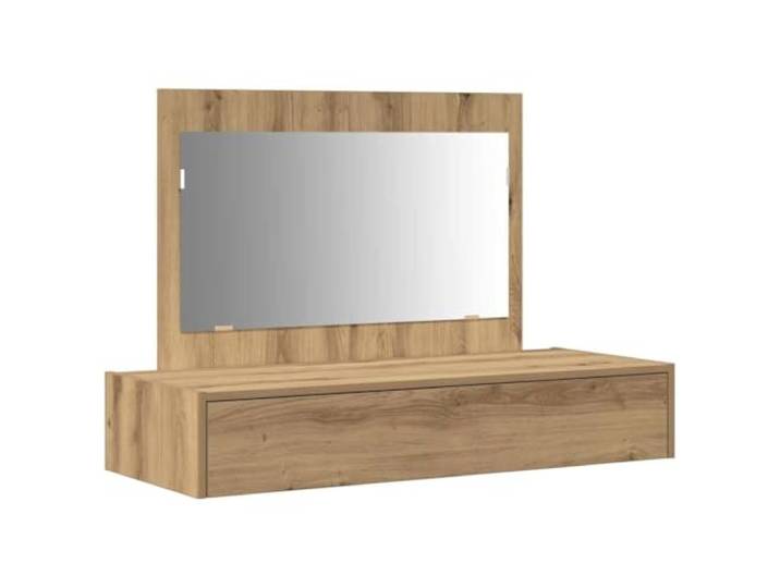 Xhnifbn Schminktisch Braun 100x40x70 cm Frisiertisch mit Spiegel Moderne Frisierkommode für das Schlafzimmer mit integrierter Schublade und mattem Rahmen.