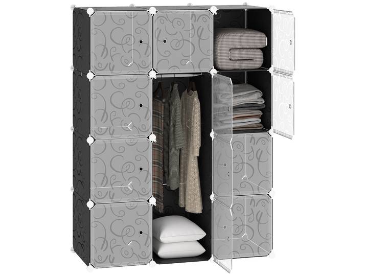 Homcom Armoire modulaire en plastique avec étagères, 12 cubes avec portes, à assembler