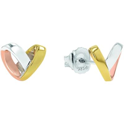 Paar Ohrstecker AMOR "Herz", rosa (silberfarben, gelbgoldfarben, roségoldfarben), Ohrringe, Damen, Silber 925 (Sterlingsilber)