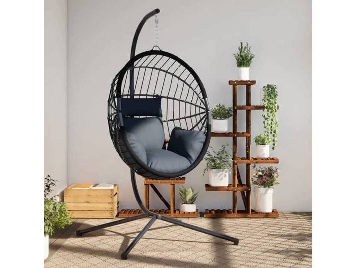 En solde  Chaise suspendue - BURKE - fauteuil œuf suspendu - en forme d'œuf avec support anthracite J5854