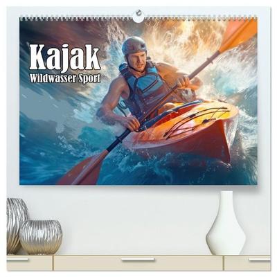 Kayak Wildwasser Sport (hochwertiger Premium Wandkalender 2027 DIN A2 quer), Kunstdruck in Hochglanz