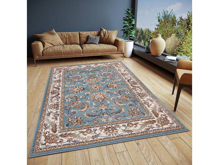 Orientteppich Reni Türkis/Himmelblau 57 x 90cm Vorderseite Polypropylen Rückseite: Jute / Polypropylen