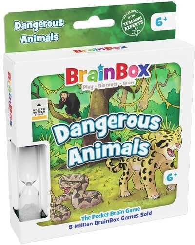 Bezzerwizzer BrainBox Pocket - Dangerous Animals, Compact Card-Based Memory Game for Players Who Enjoy Animals, Ages 8+