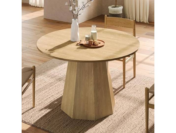 Merax runder Esstisch 120 x 120 cm, für 4–6 Personen, skandinavisch minimalistisches Design, für Esszimmer, Wohnzimmer und Küche, Holzfarbe