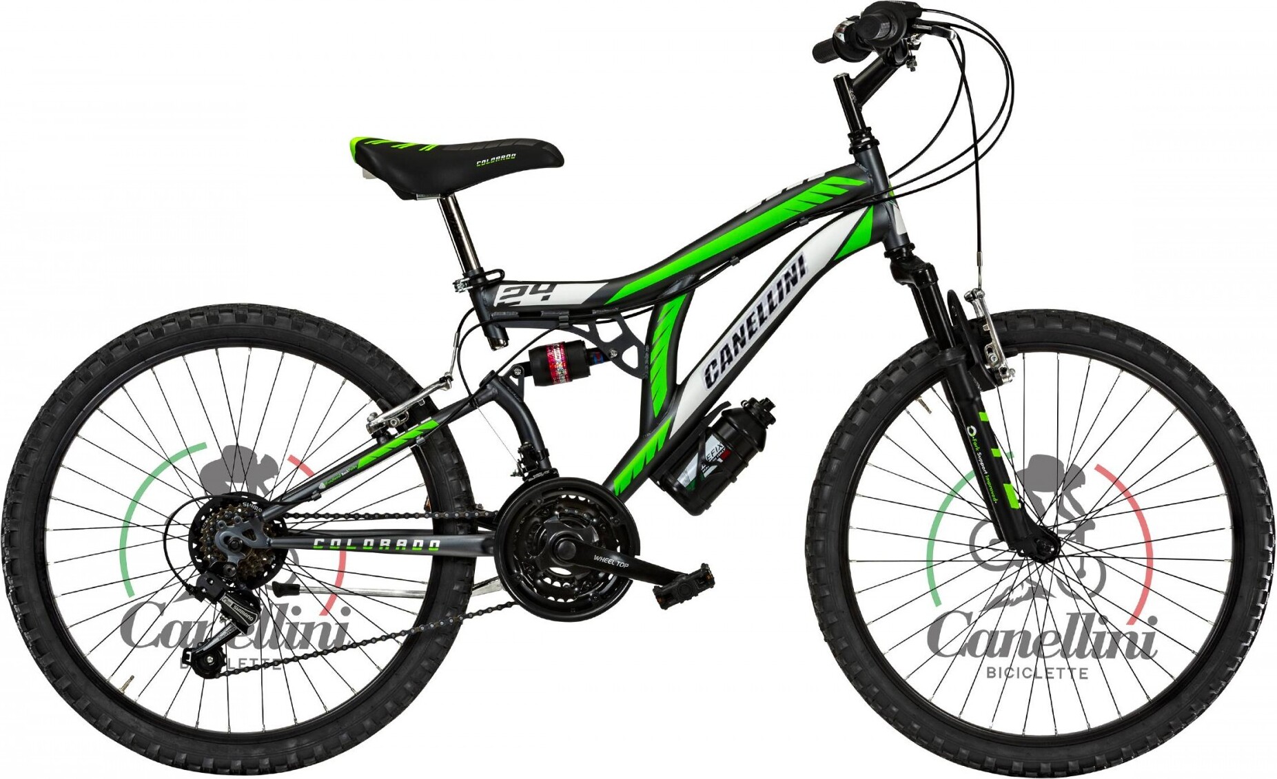 Kinderfahrrad MTB Canellini COLORADO 24" Full Suspension - Titan/Grun