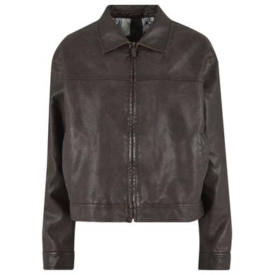 Langmantel KARL KANI "Karl Kani OG Retro PU Leather Boxy Jacket", Damen, Gr. XS, braun, 100% Polyester, Mäntel