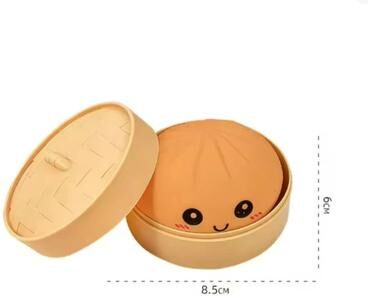 Uplifted Finds Realistic Simulation Dumpling Squishy Toy With Mini Bamboo Steamer Soft Slow Rebound Stress Ball & Fidget Toy big Ochre