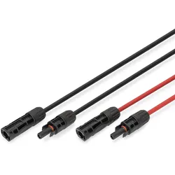 Digitus Solarkabel Verlängerung 15m, 6mm2, MC4-Anschluss, PV-Kabel 1500V DC, UV-beständig & wetterfest, 2 Kabel, 1x Schwarz, 1x Rot