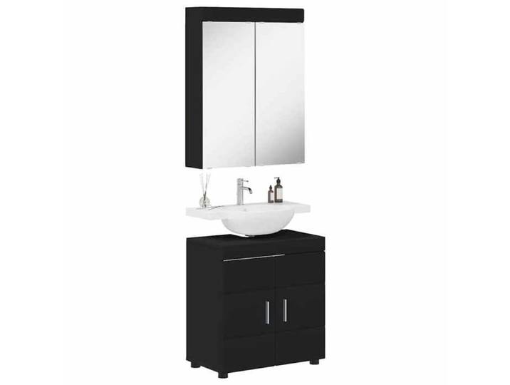 (TOP 2026)Ensemble de mobilier de salle de bain - SWEETY - ARMOIRE WC/SALLE DE BAIN COMPLETE - TULUM 2 pcs - Noir 60x34x63cm 612183