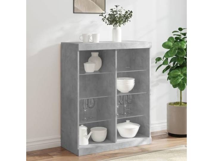 LPERTGFHU Sideboard LED-Beleuchtung Anrichte Wohnzimmer Betongrau RGB-Lichtfarben, Reichlich Stauraum, Robustes Holzwerkstoff-Design