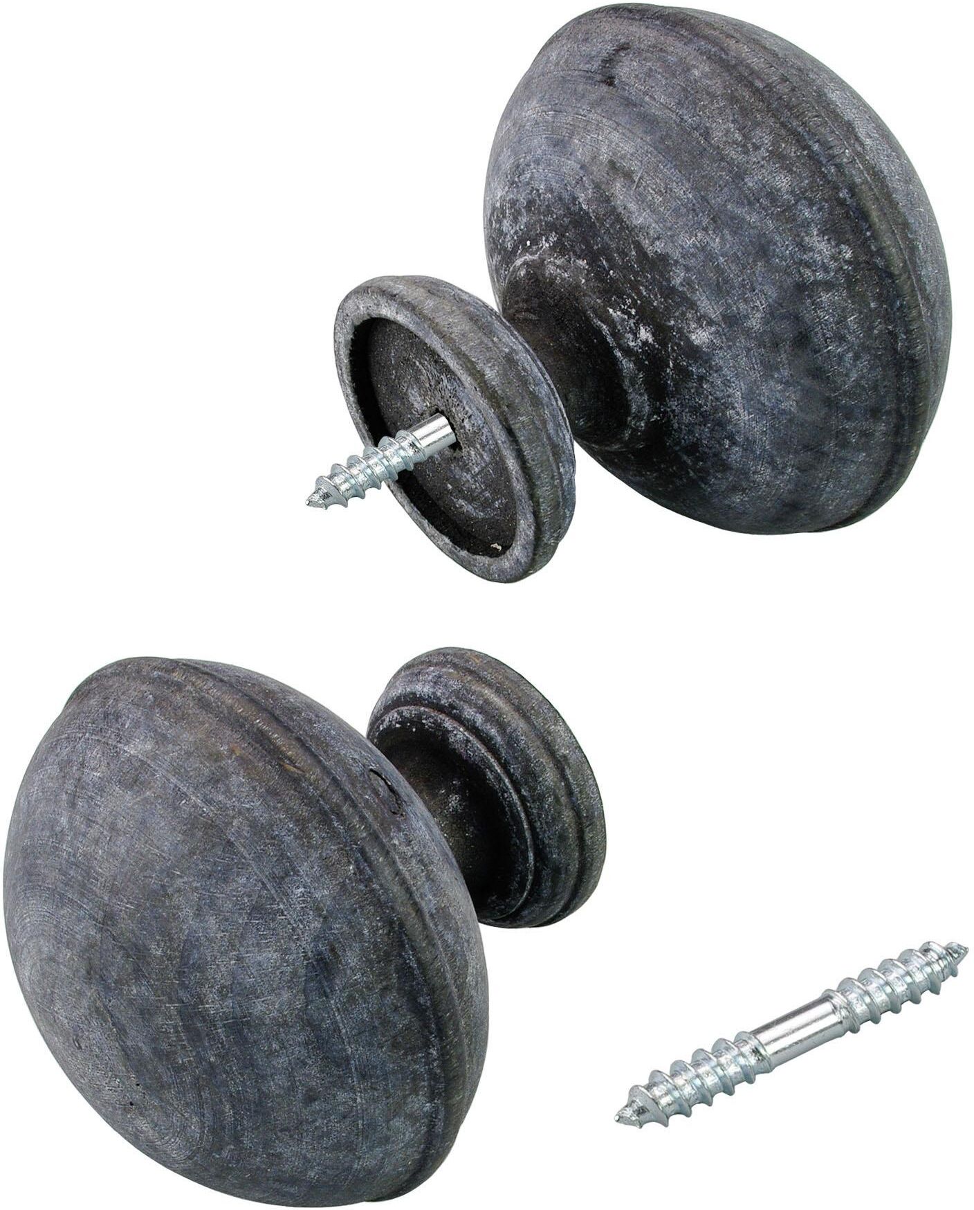Gardinenstange LIEDECO "Terra Klingel" Gr. 3, grau (kalkgrau), L:200cm Ø:28mm, Holzwerkstoff, Gardinenstangen, Gardinenstange kalkgrau B/L: 200cm Ø 28mm, 1 läufig