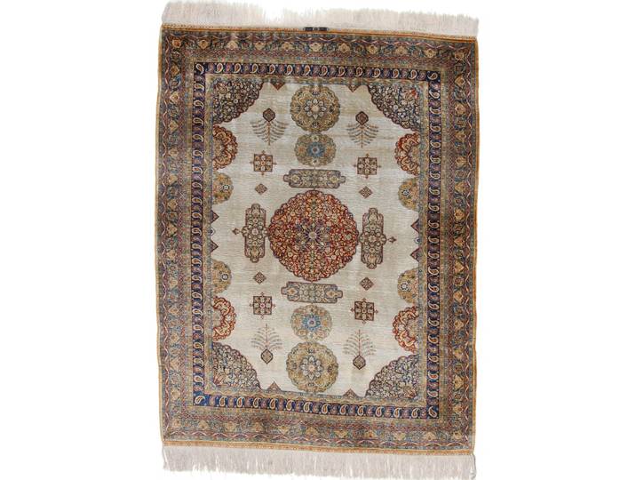 Hereke Seide Antik Teppich 131x169 Handgeknüpft Orientteppich Seide