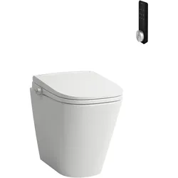 LAUFEN Cleanet Meda Stand-WC, mit Dusch-WC Aufsatz, Silent Flush, spülrandlos, Tiefspüler, 370x540mm, H605110000S002