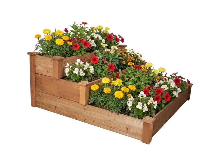 needs&wants Hochbeet Steppy1, Braun, Holz, 123.5x80x123.5 cm, Gartenzubehör, Hochbeete