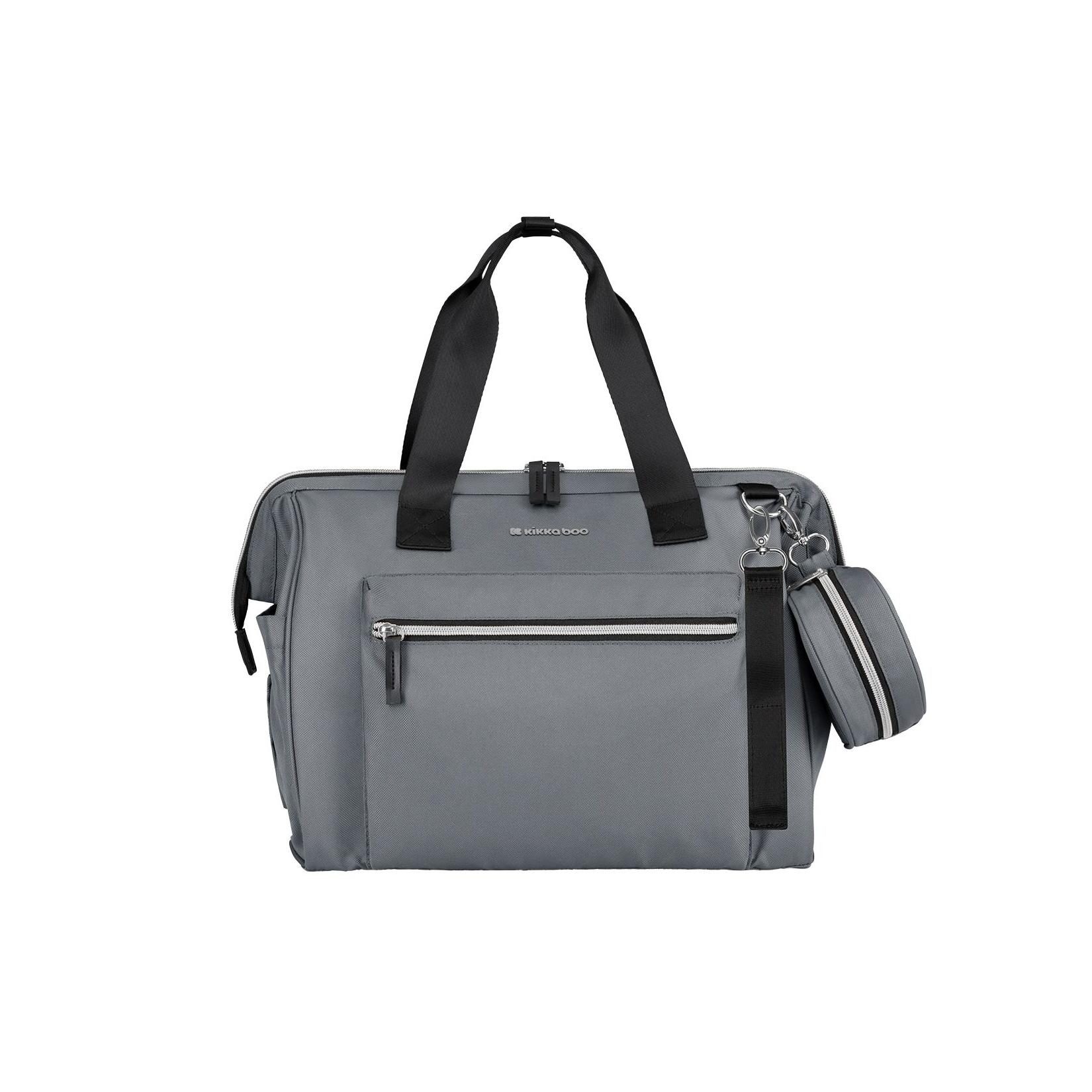 Kikkaboo Wickeltasche Maxi mit Wickelunterlage, kleine Tasche, Reißverschluss hellgrau