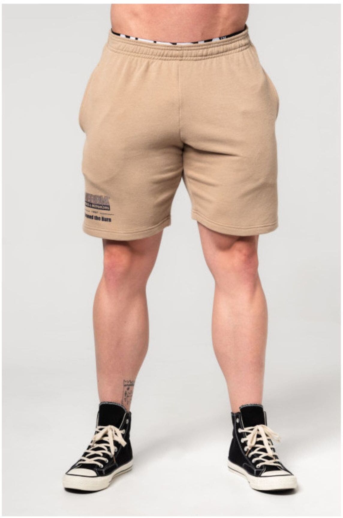NEBBIA Gym Sweatshorts Gym Bro Man Beige  