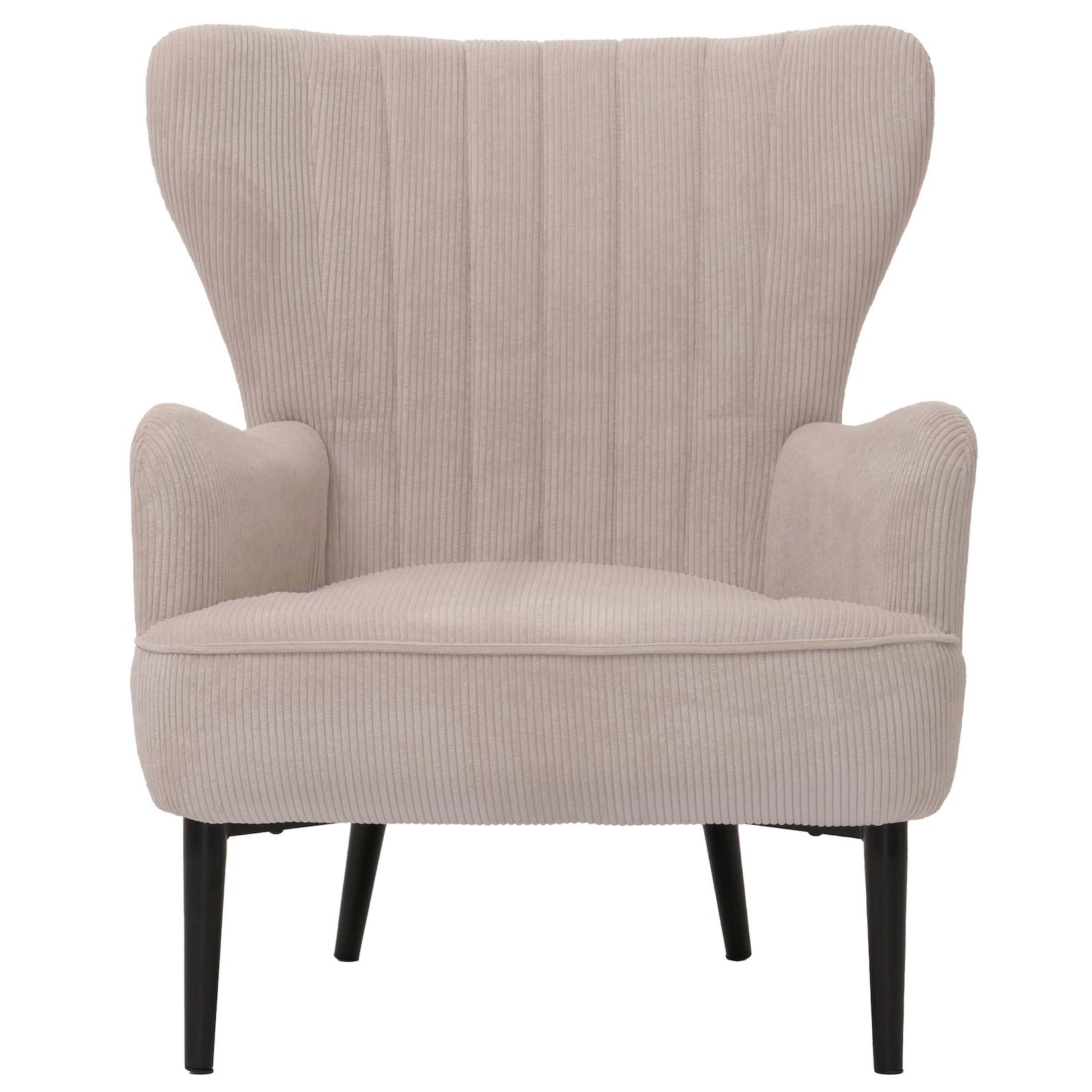 Lounge-Sessel MCW-K37, Cocktail-/Ohrensessel Polsterstuhl Retro Vintage Stoff Cord (290g/m²) ~ beige