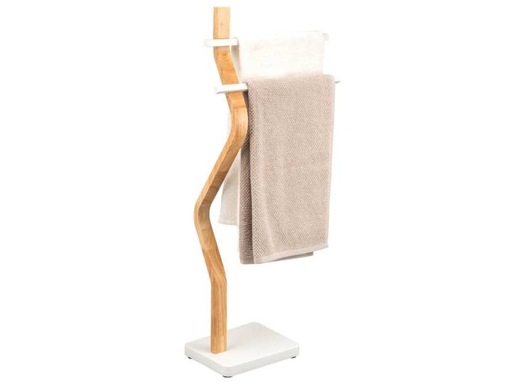 eluno Stand-Handtuchhalter, weiß, Weiß, Holz, 37x85.5x18 cm, Badezimmer, Badezimmerausstattung, Handtuchhalter