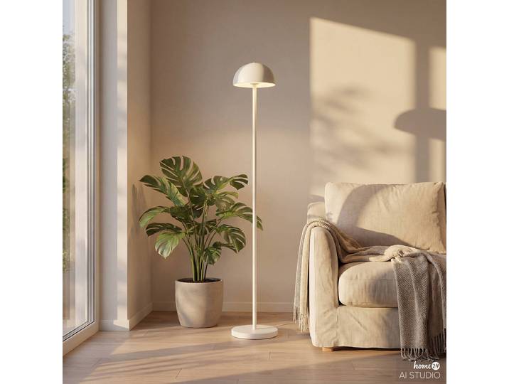 Lampadaire rechargeable RICANO 18 x 120 x 18cm Beige/Beige Abat-jour : fer & plastique Structure : fer, thermopoudré LED Module LED
