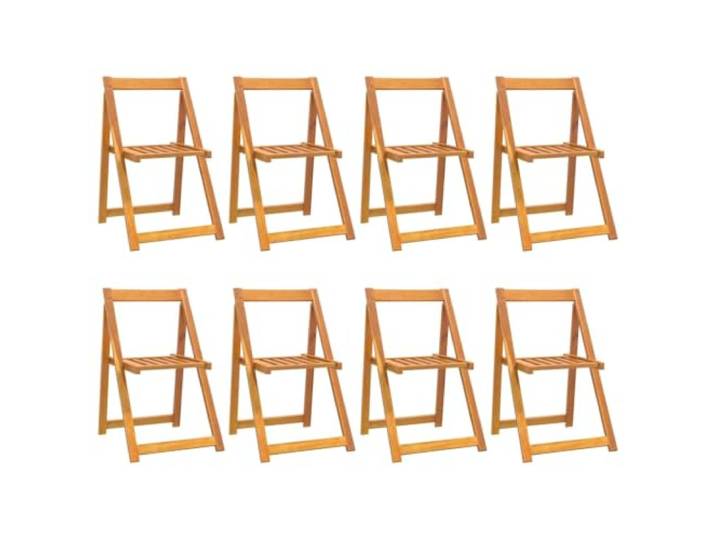 KUTYWEXFM 8er Set Klappbare Gartenstühle aus Akazienholz Natur Platzsparende Sitzgruppe für Balkon und Terrasse, geöltes Hartholz mit stabiler Konstruktion und 110 kg Belastbarkeit.