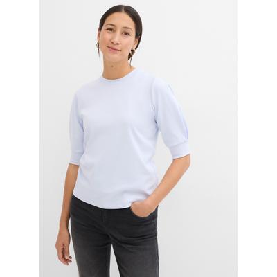 T-Shirt BONPRIX, Damen, Gr. 36/38 (S), zartblau, Jersey, Obermaterial: 100% Baumwolle, unifarben, oversize hüftbedeckend, Rundhals, angesetztes Bündchen, Shirts T-Shirt, Oversize-Passform, dezente Puffärmel, Halbarm, aus reiner Baumwolle
