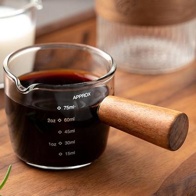 Discount Dollar Deals Italian Glass Espresso Cup With Extraction Measuring Cup, Marked Milk Jug, Western style Sauce Ladle single Mouth 1pcs