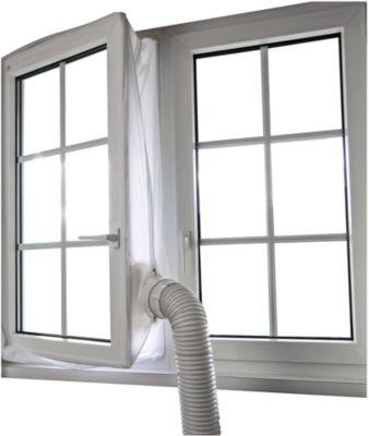 Fensterkit-Abluftzubehör, für Fenster bis 4 m, wasserabweisend, bis 40° waschbar, inkl. Klettband, Polyester, weiß