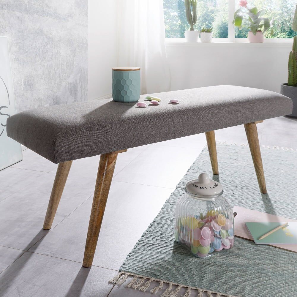 FineBuy Banc en tissu, gris Gris 38x51x117cm