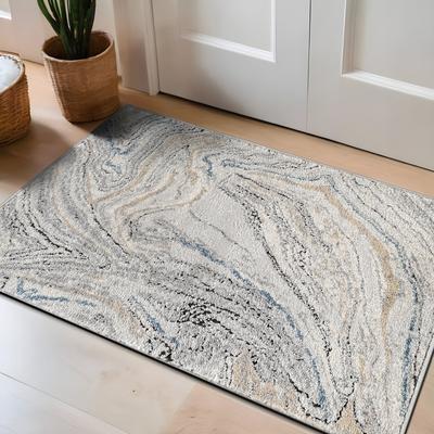 World Rug Gallery Marble Swirl Distressed Area Rug