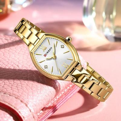 Uplift Essentials Elegant Barrel Shaped Retro Watch Fashionable Quartz Timepiece With Convenient Elastic Band For Women silver